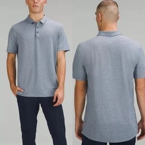 Lululemon Mens Evolution Polo Pique Shirt Heathered Iron Blue M3DZPS Size Large
